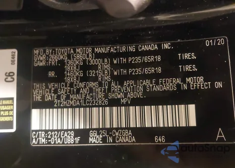 2020 Lexus Rx 350 из США, поврежденный, VIN 2T2HZMDA1LC232826